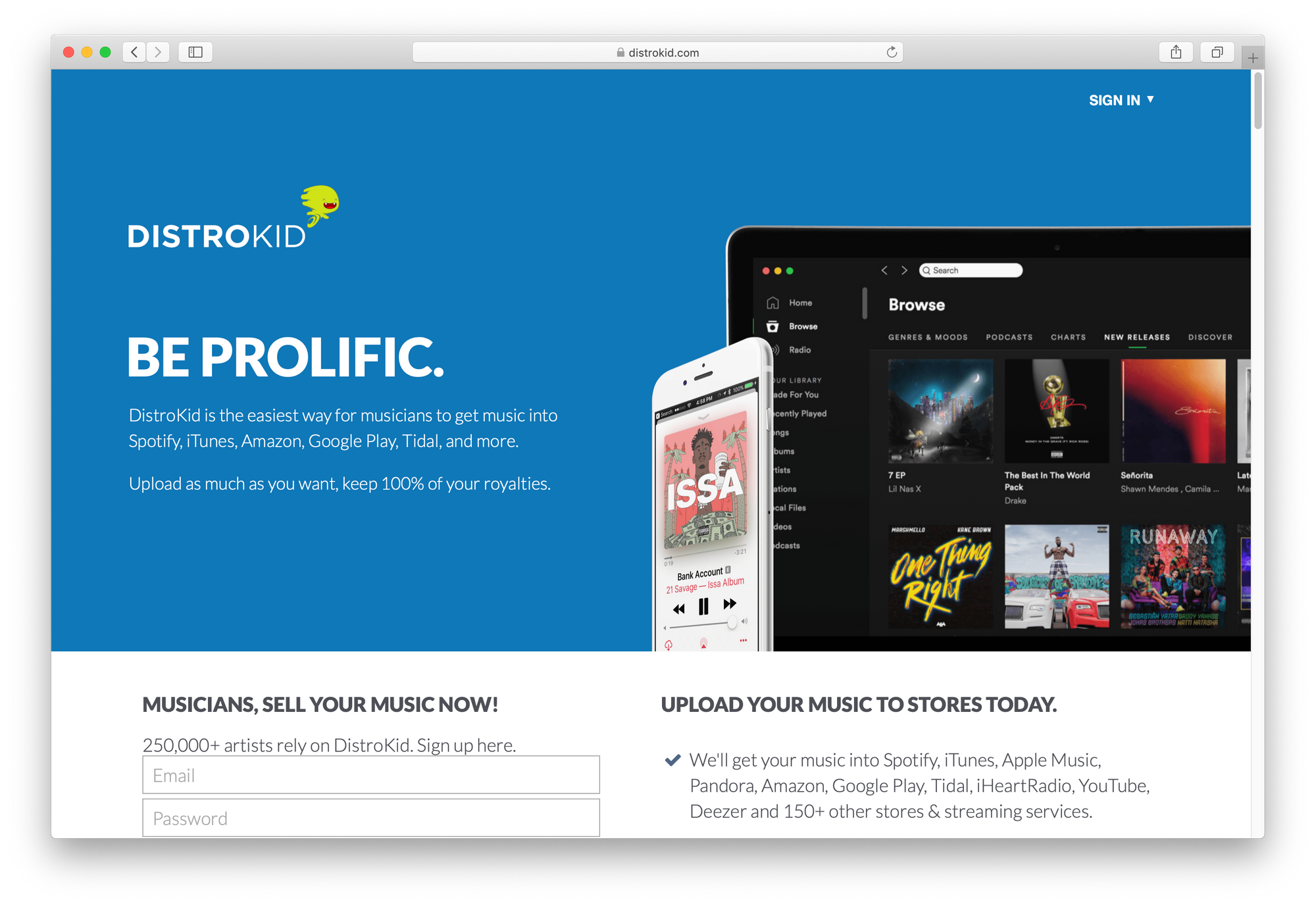 Music-marketing-tool-DistroKid-homepage