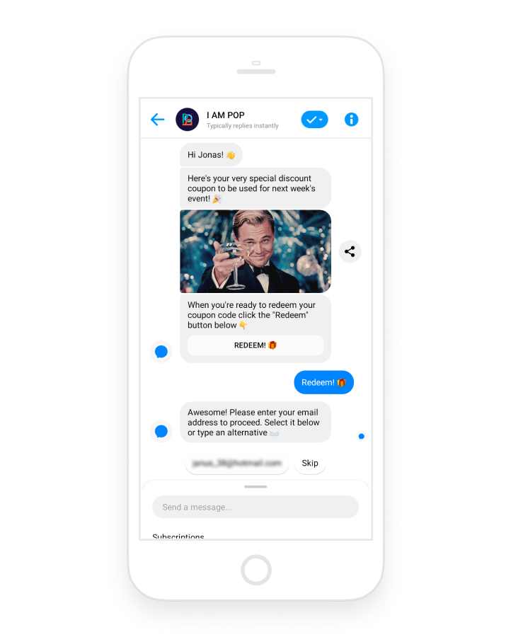 Click-to-Messenger-ad-discount-flow-example