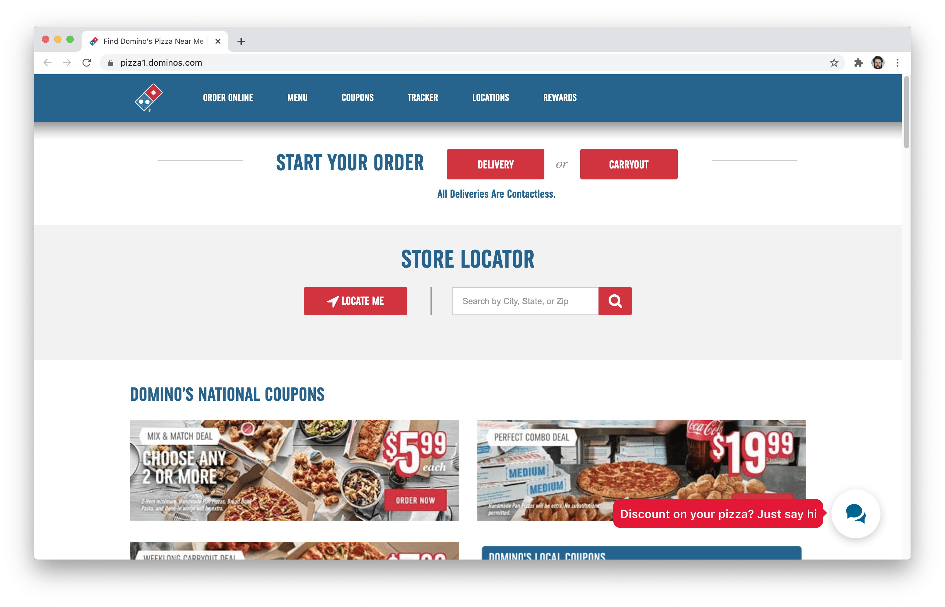 Discount-pizza-prompt-Chat-Widget-example