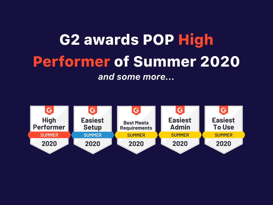 G2 Awards POP Several Summer 2020 Accolades